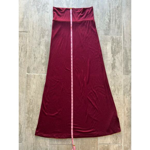 Los Angeles Boutique Solid High Waist Fold Over Jersey Long Maxi Skirt Maroon M - Picture 6 of 10